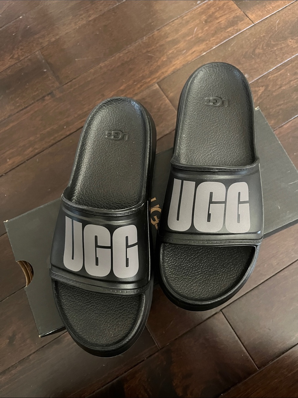 UGG Black OG Slide with Logo Strap